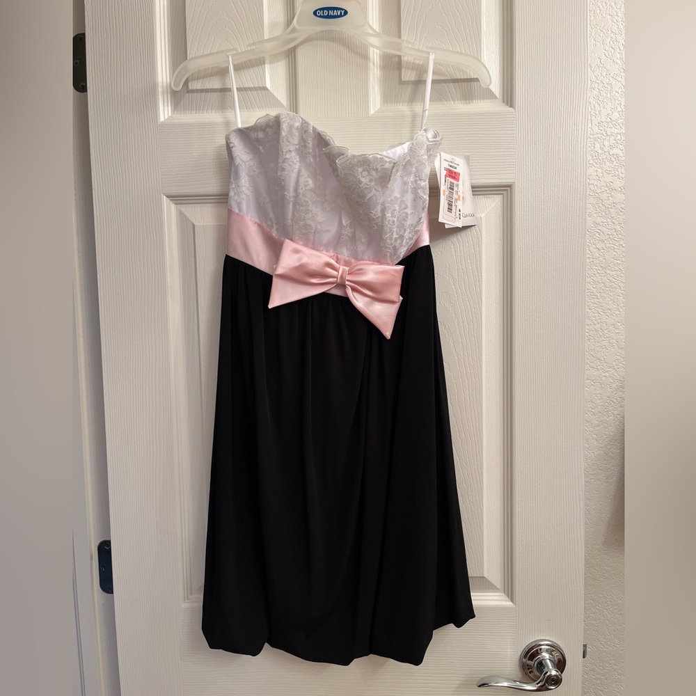 Jessica McClintock Pink and Black Formal Juniors Dress